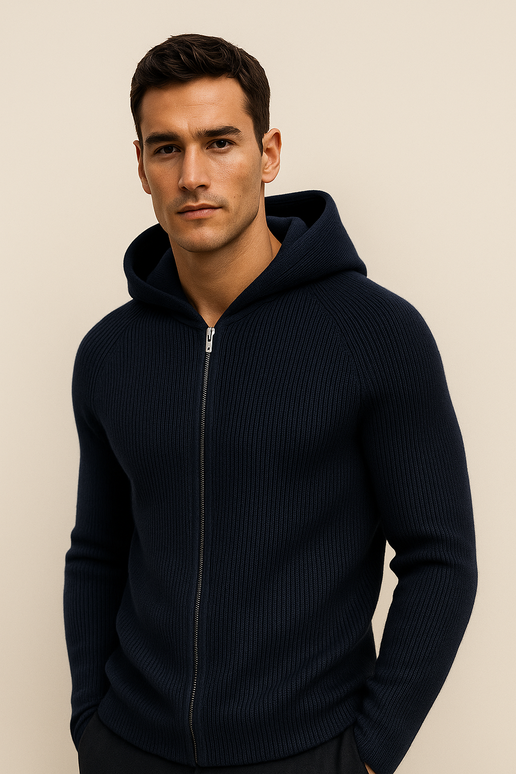 Summit Ribbed Zip Knit Navy