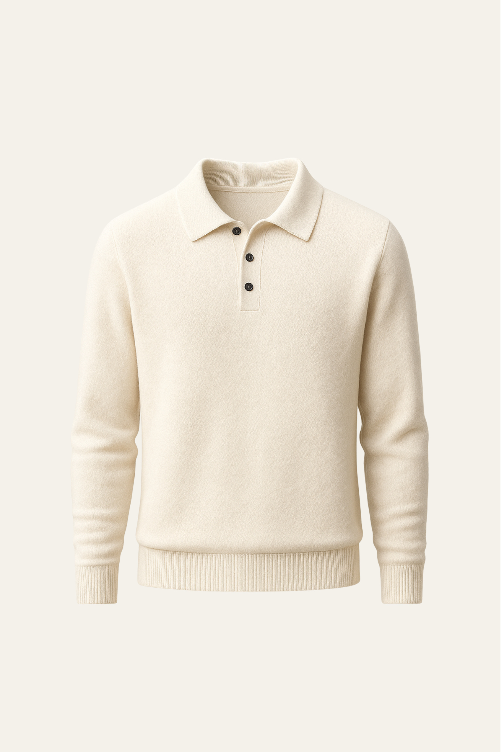 Crown Buttoned Polo Knit Beige